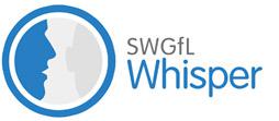 SWGfL Whisper logo featuring blue and grey profile faces inside a circle, representing safeguarding and secure communication.