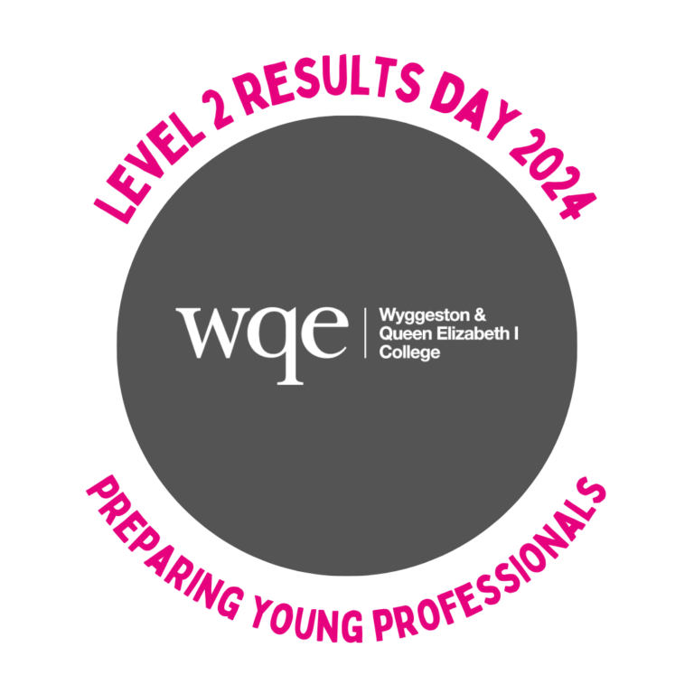 WQE College logo with text: Level 2 Results Day 2024; Preparing Young Professionals.