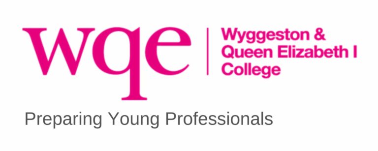 WQE Wyggeston & Queen Elizabeth I College logo with the tagline Preparing Young Professionals.