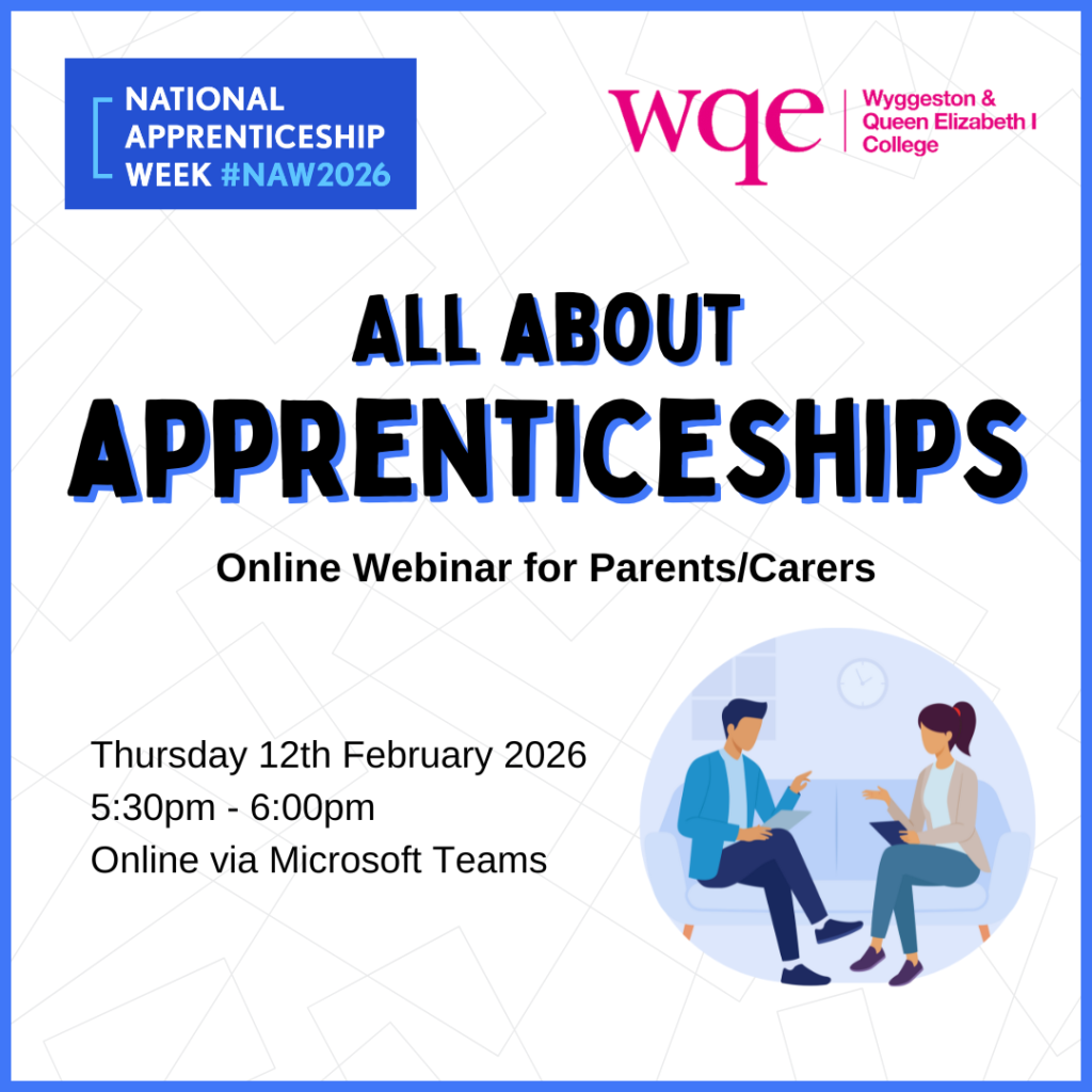Webinar poster for All About Apprenticeships on 12 Feb 2026, 5:30pm, via Microsoft Teams.